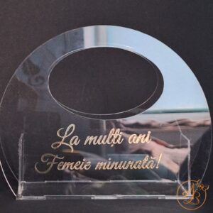 Poseta mica cu maner din plexiglass transparent
