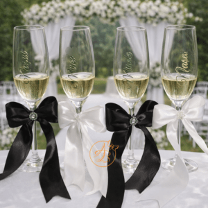 Set 4 pahare sticla cu nume, data si funde mari