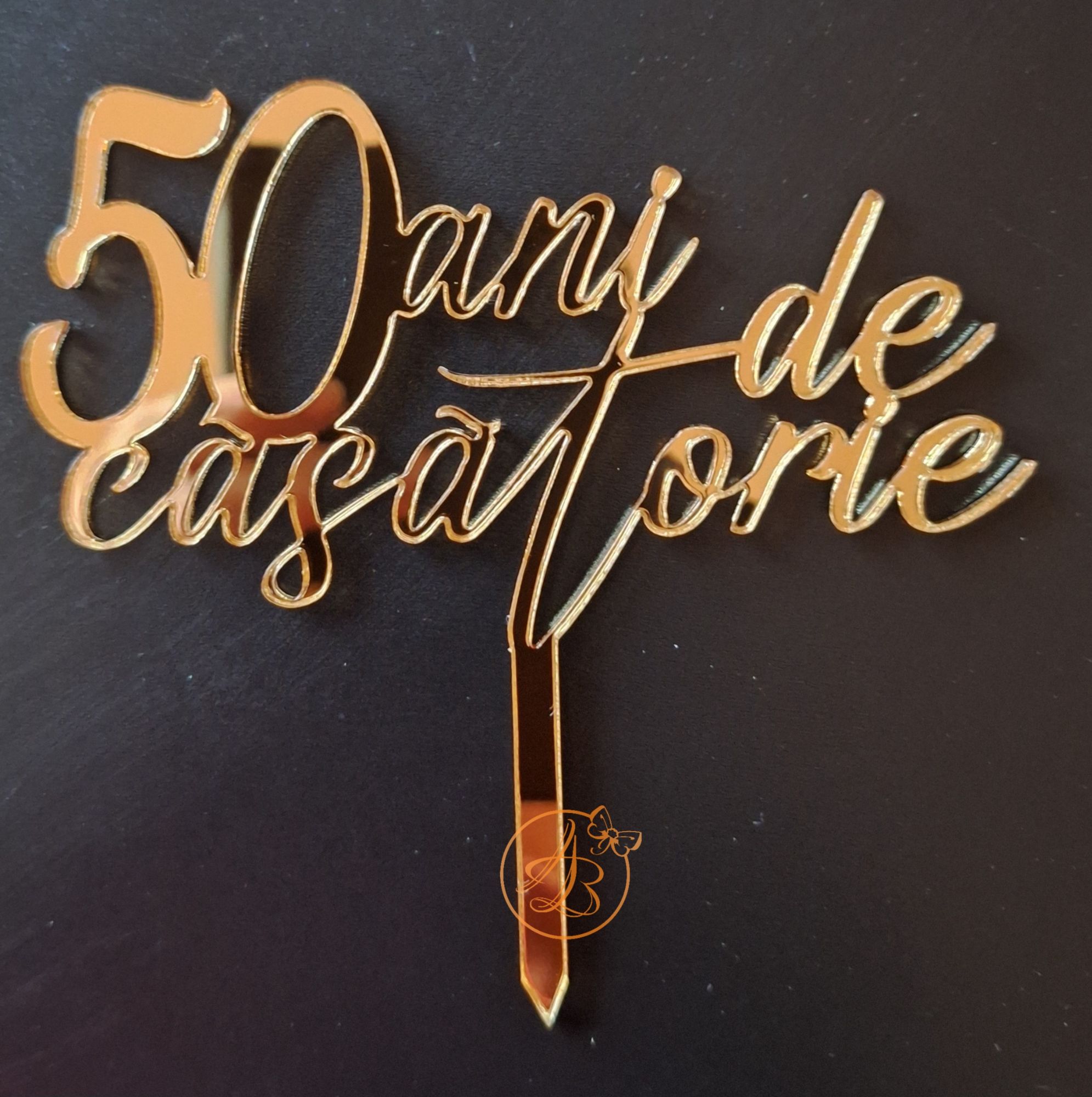 Decor topper tort oglinda 50 ani de casatorie - imagine 3