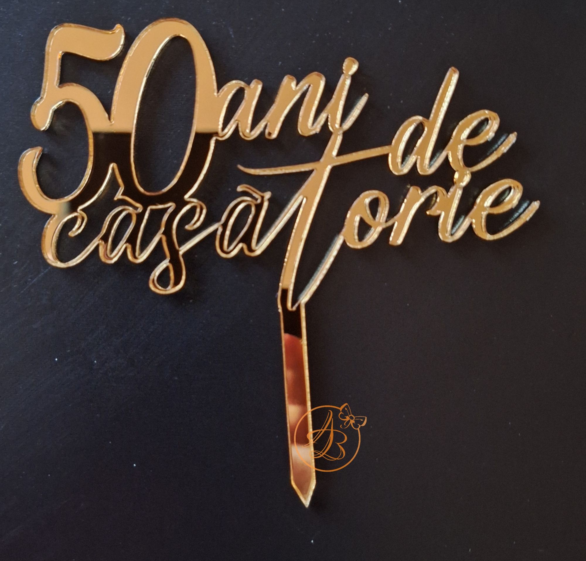 Decor topper tort oglinda 50 ani de casatorie