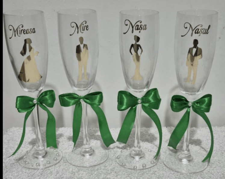 Stickere pahare miri, nasi, socri, cu siluete - imagine 14