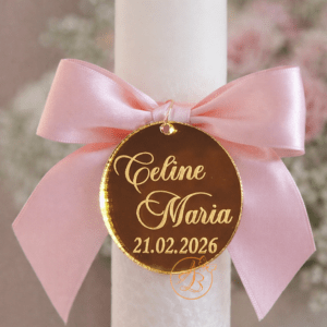 Placuta oglinda gravata pentru lumanare nunta/botez