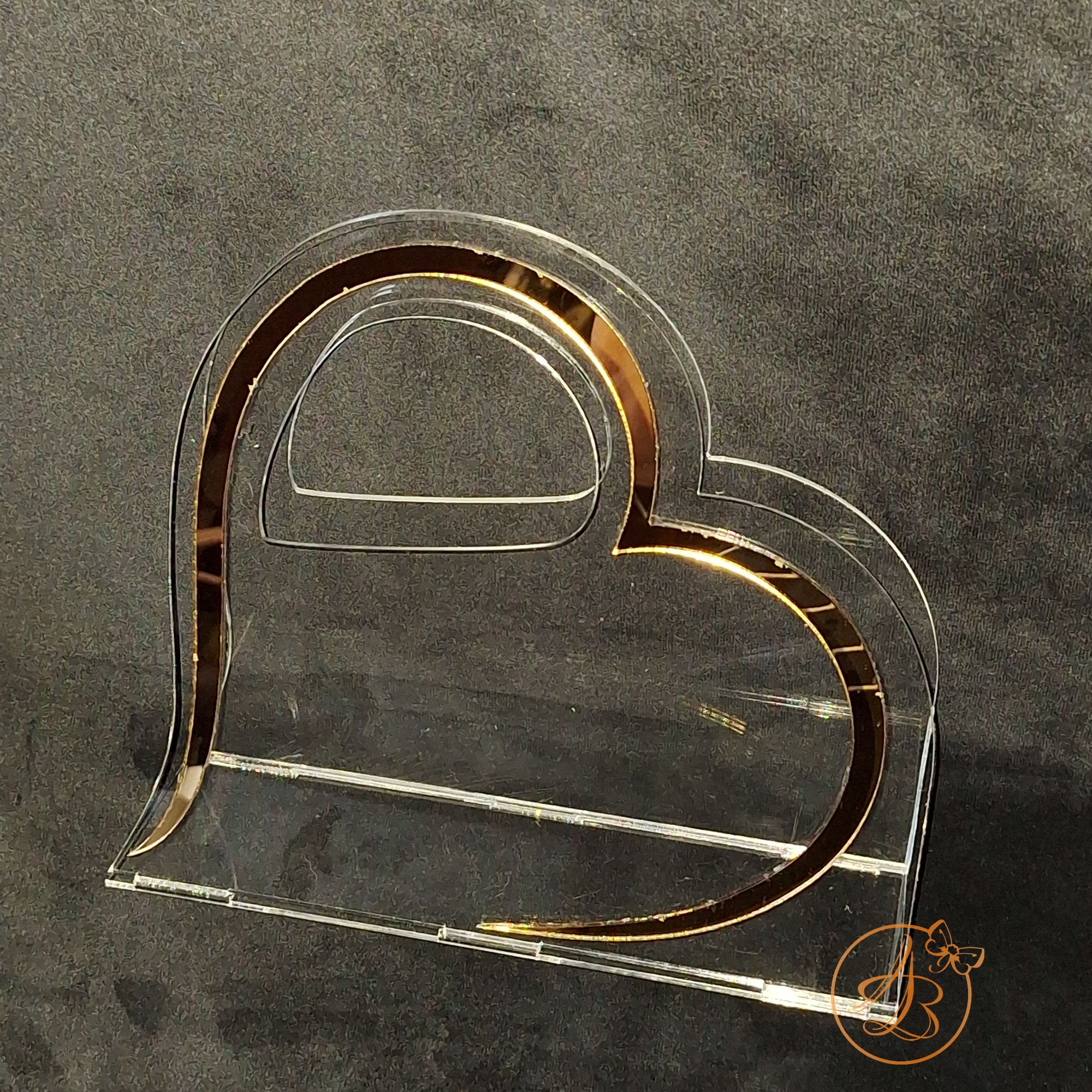 Poseta din plexiglass, inimioara cu maner din oglinda - imagine 5