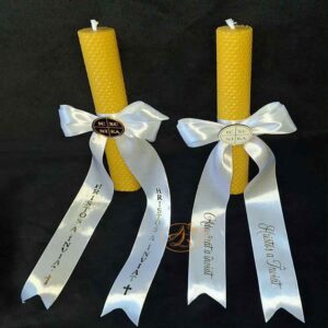 Lumanare fagure Paste de 25cm, cu panglica si placuta personalizata