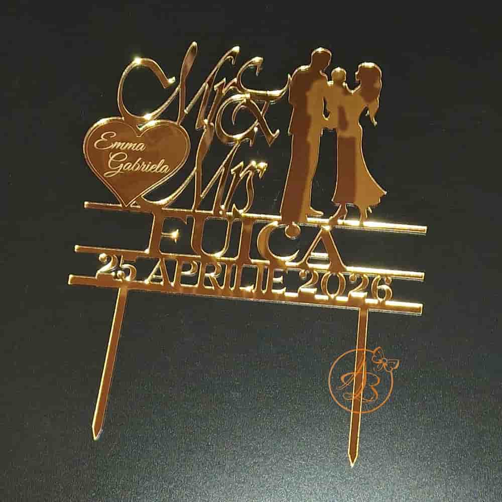 Topper din oglinda aurie cu miri si copil - imagine 4