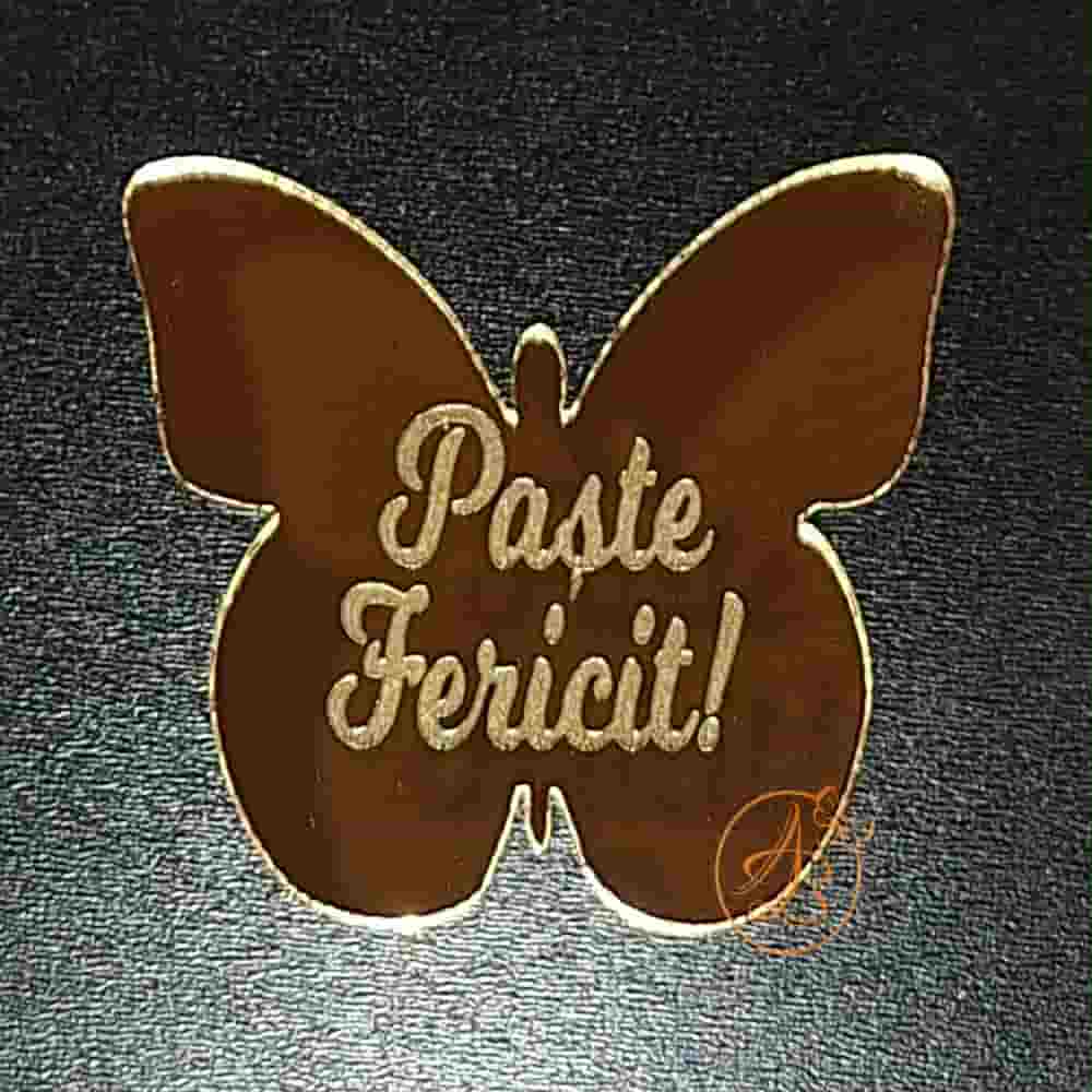 Placuta oglinda fluture gravata cu ''Paste fericit'' - imagine 3