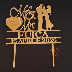 Topper din oglinda aurie cu miri si copil