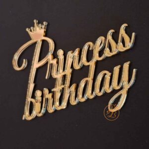 Decor topper tort oglinda Princess Birthday cu coronita