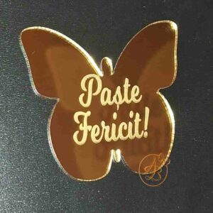 Placuta oglinda fluture gravata cu ''Paste fericit''