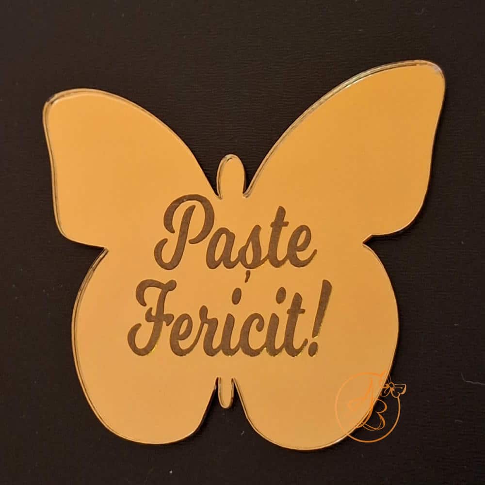 Placuta oglinda fluture gravata cu ''Paste fericit'' - imagine 5