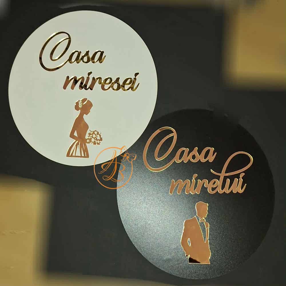 Set decor casa mire si mireasa, placa 40cm cu oglinda decupata - imagine 2