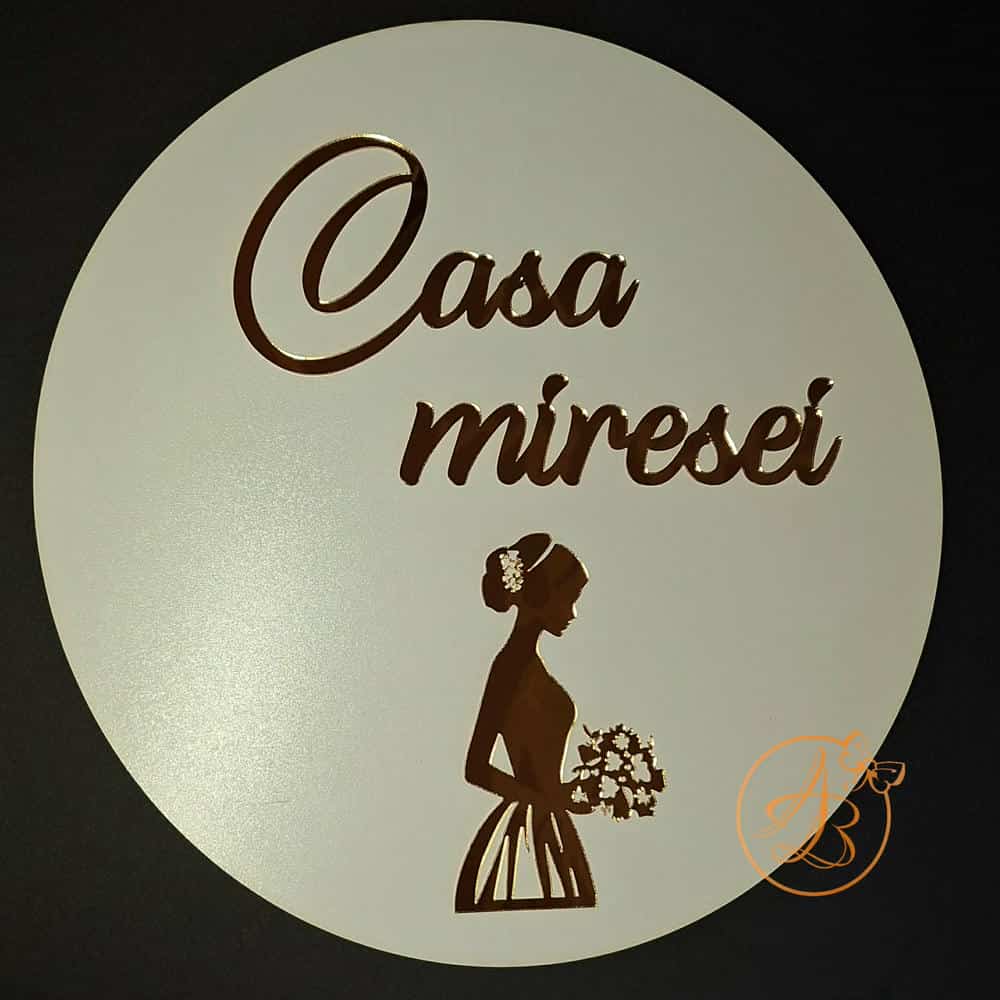 Set decor casa mire si mireasa, placa 40cm cu oglinda decupata - imagine 10