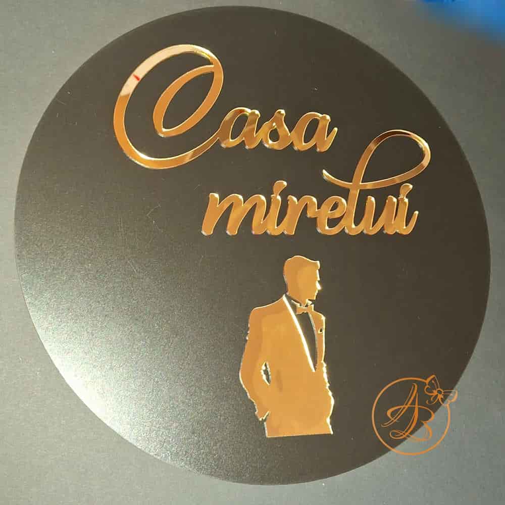 Set decor casa mire si mireasa, placa 40cm cu oglinda decupata - imagine 9