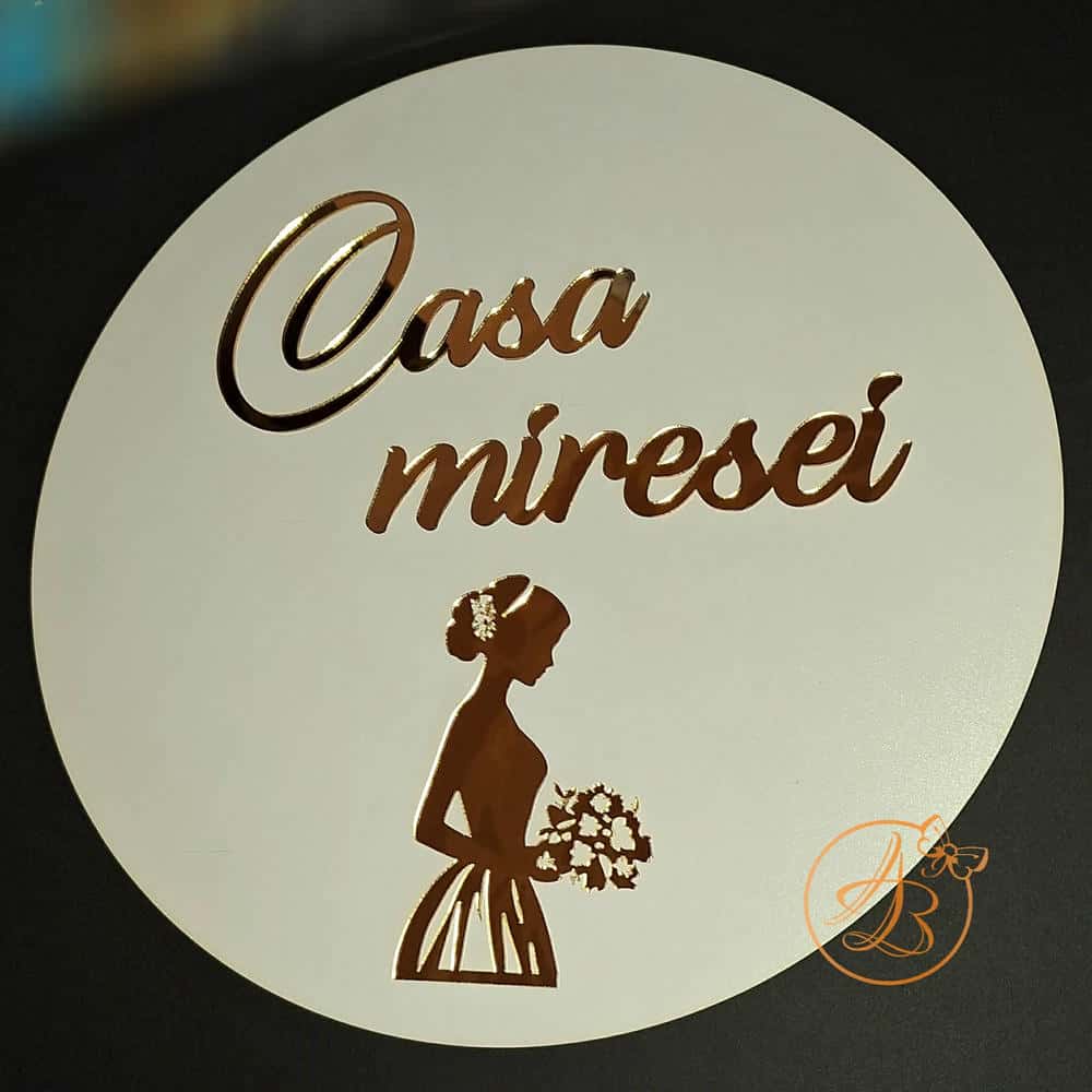 Set decor casa mire si mireasa, placa 40cm cu oglinda decupata - imagine 8