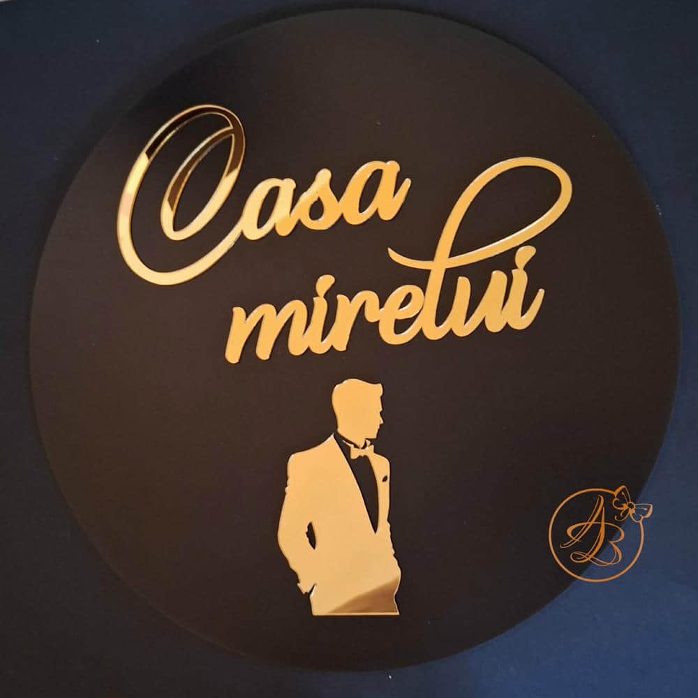 Set decor casa mire si mireasa, placa 40cm cu oglinda decupata - imagine 12