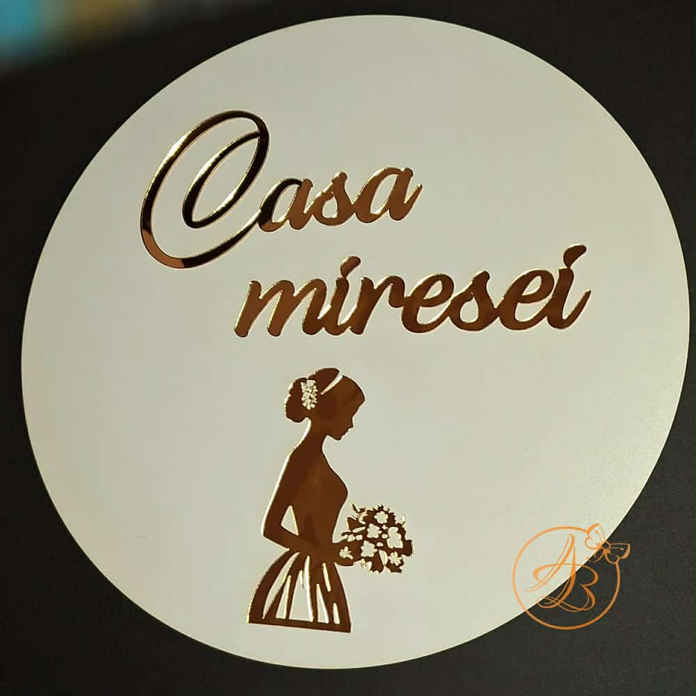 Set decor casa mire si mireasa, placa 40cm cu oglinda decupata - imagine 7