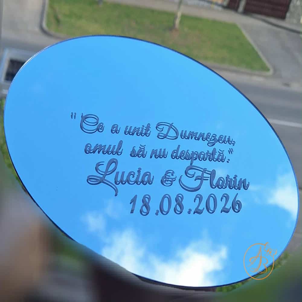 Suport de verighete din oglinda, cu sticker personalizat - imagine 5