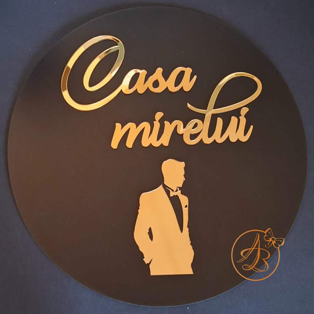 Set decor casa mire si mireasa, placa 40cm cu oglinda decupata - imagine 6