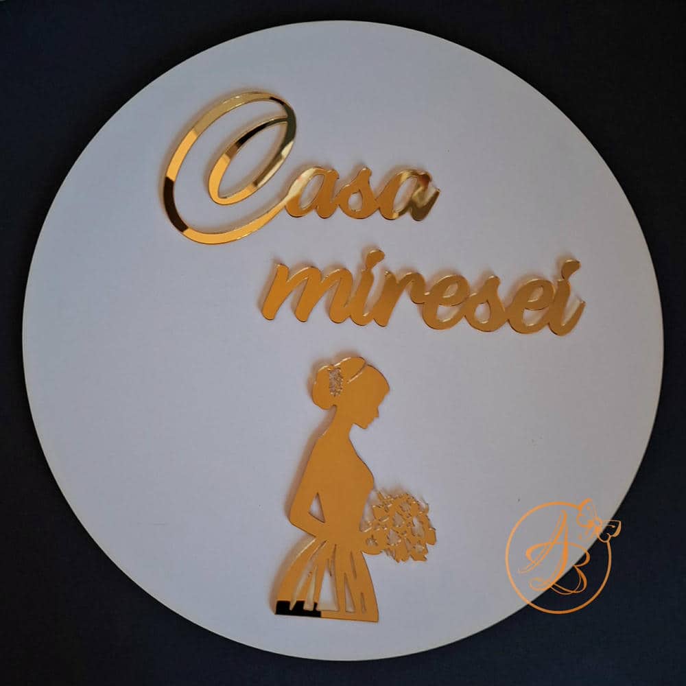 Set decor casa mire si mireasa, placa 40cm cu oglinda decupata - imagine 11