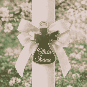 Placuta oglinda ingeras gravat pentru lumanare nunta/botez