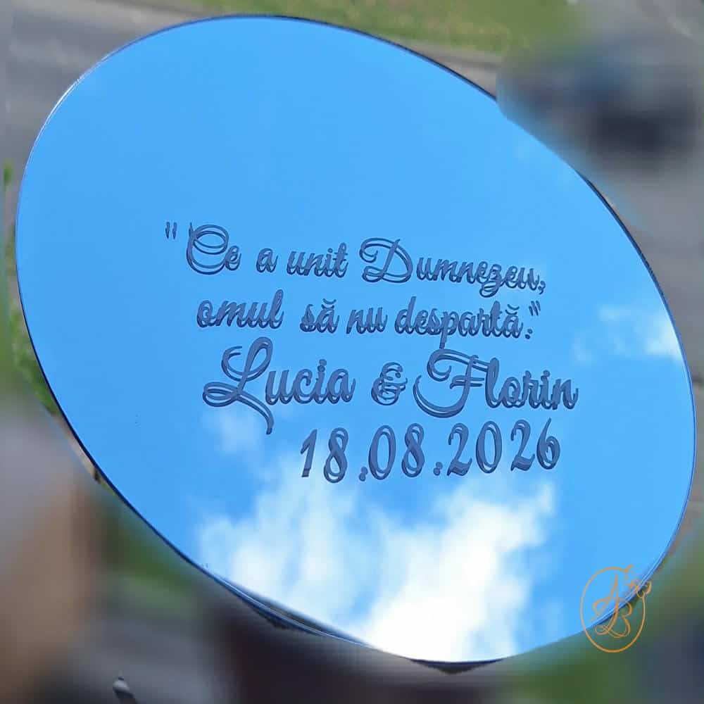 Suport de verighete din oglinda, cu sticker personalizat - imagine 4