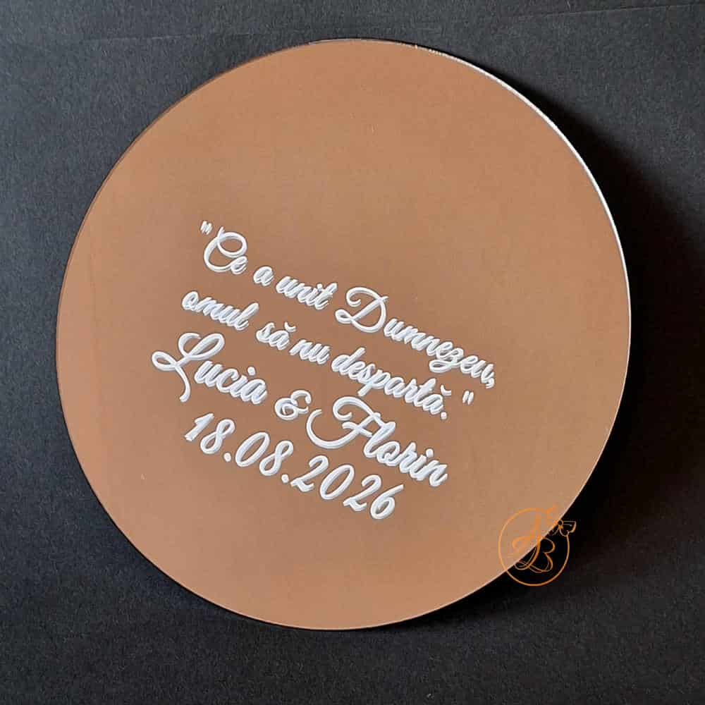 Suport de verighete din oglinda, cu sticker personalizat - imagine 6