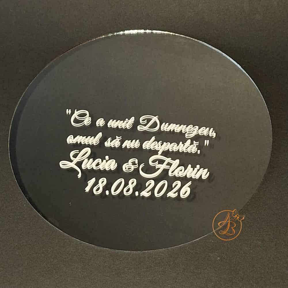 Suport de verighete din oglinda, cu sticker personalizat - imagine 2