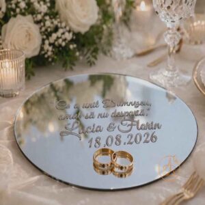 Suport de verighete din oglinda, cu sticker personalizat