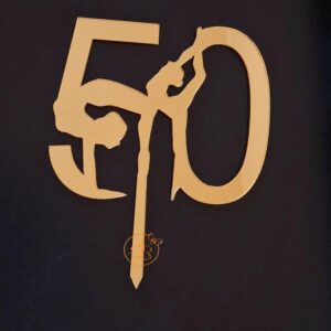 Decor topper tort oglinda pentru gimnasta 50 ani