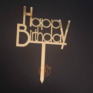 Decor topper pentru tort oglinda Happy Birthday, cu tepusa