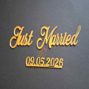 Decor topper pentru tort nunta Just Married si data