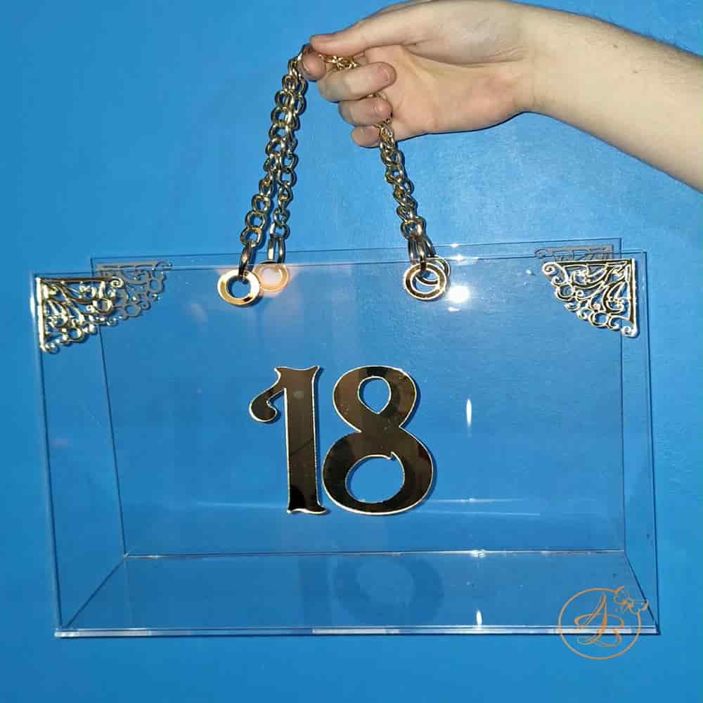 Poseta, geanta mare din plexiglass transparent cu maner auriu - imagine 17