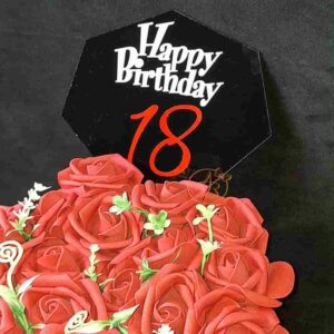 Topper plexiglass negru personalizat cu sticker, pentru majorat
