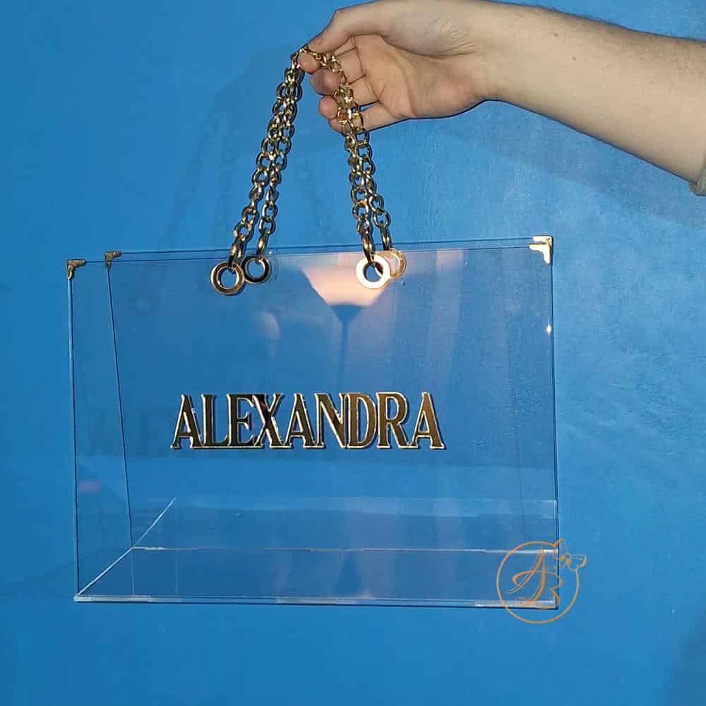 Poseta, geanta mare din plexiglass transparent cu maner auriu - imagine 19