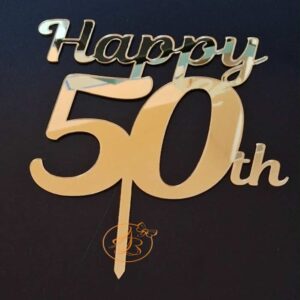 Decor topper tort oglinda pentru zi de nastere 50 de ani