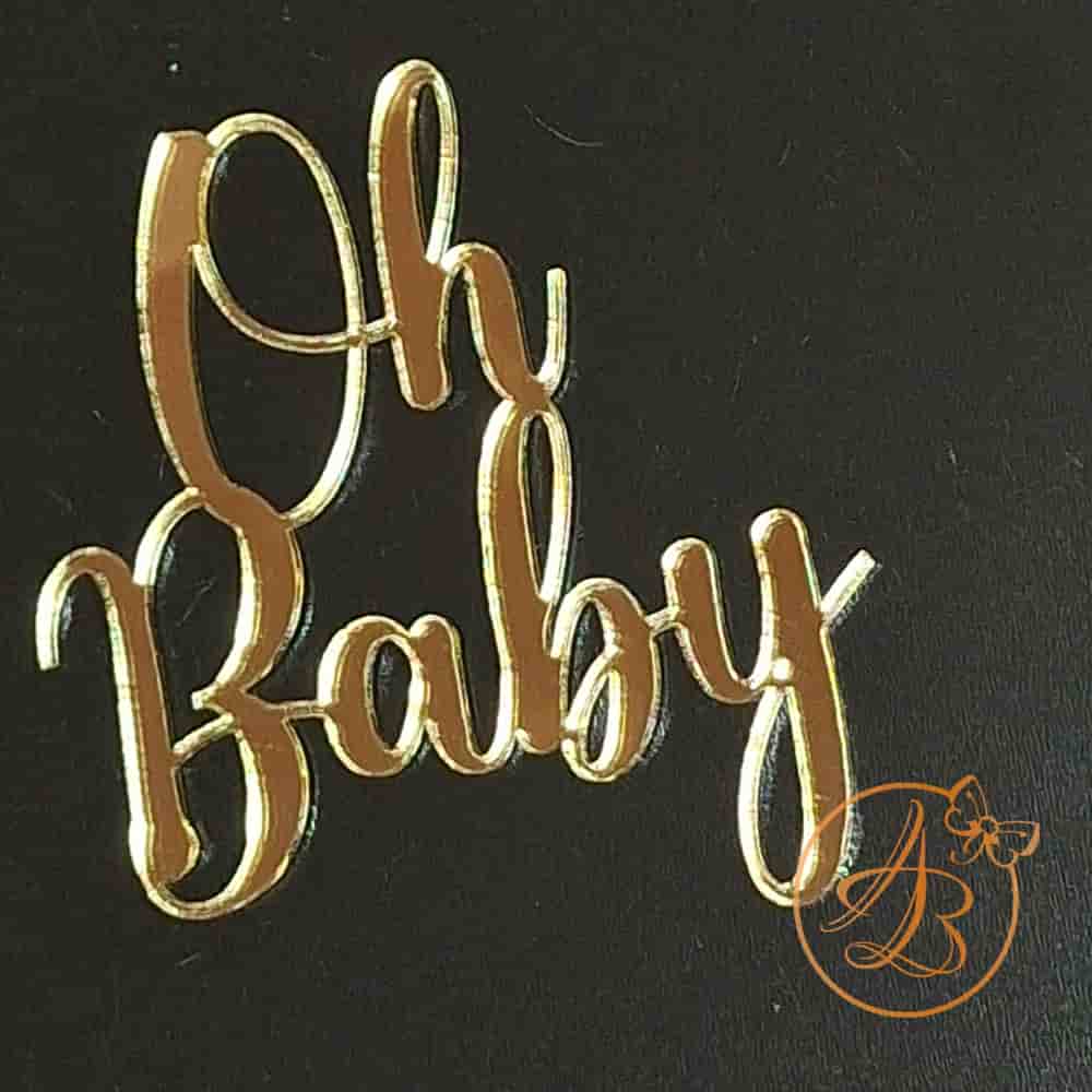 Decor topper tort oglinda OH BABY, simplu - imagine 3