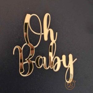 Decor topper tort oglinda OH BABY, simplu