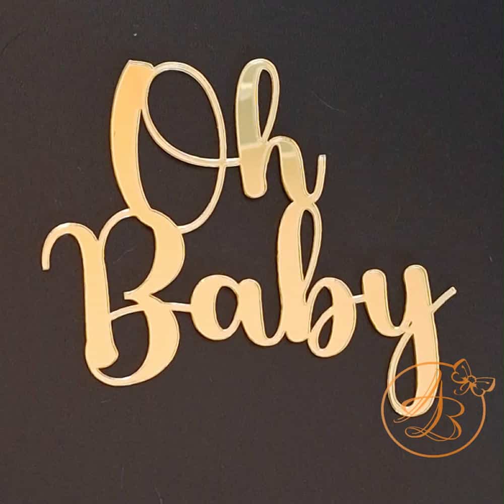 Decor topper tort oglinda OH BABY, simplu - imagine 2