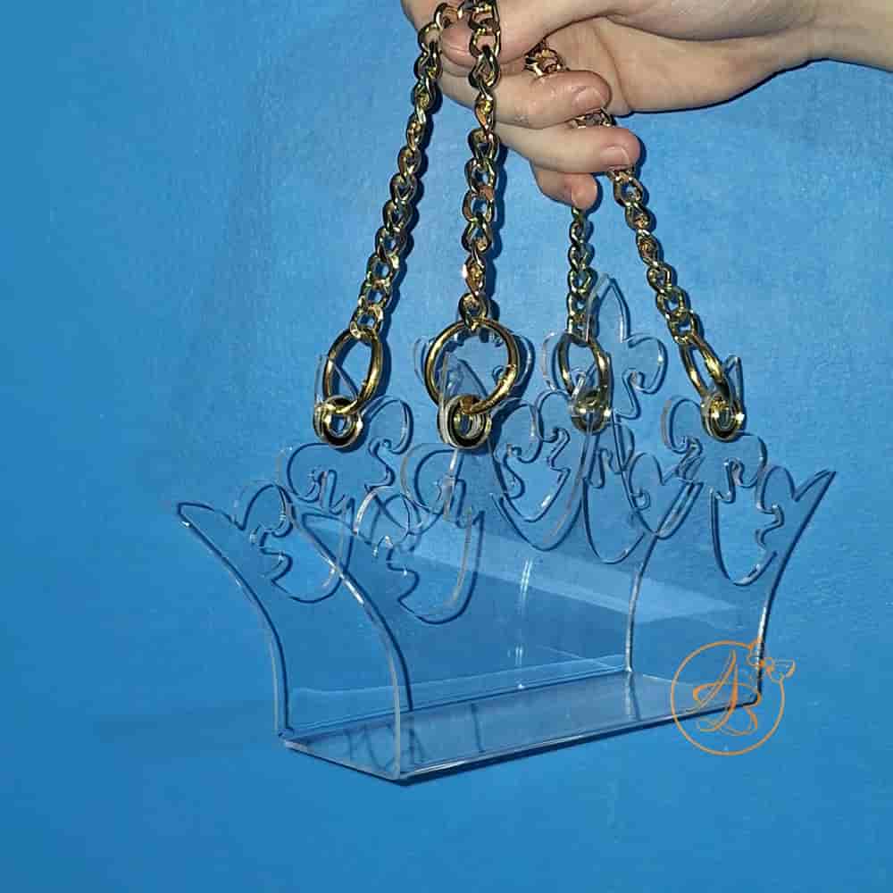 Poseta, geanta plexiglass pentru copii, forma coronita - imagine 2
