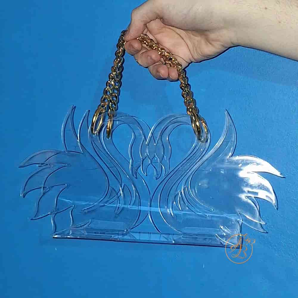 Poseta, geanta plexiglass pentru copii, forma lebede - imagine 2