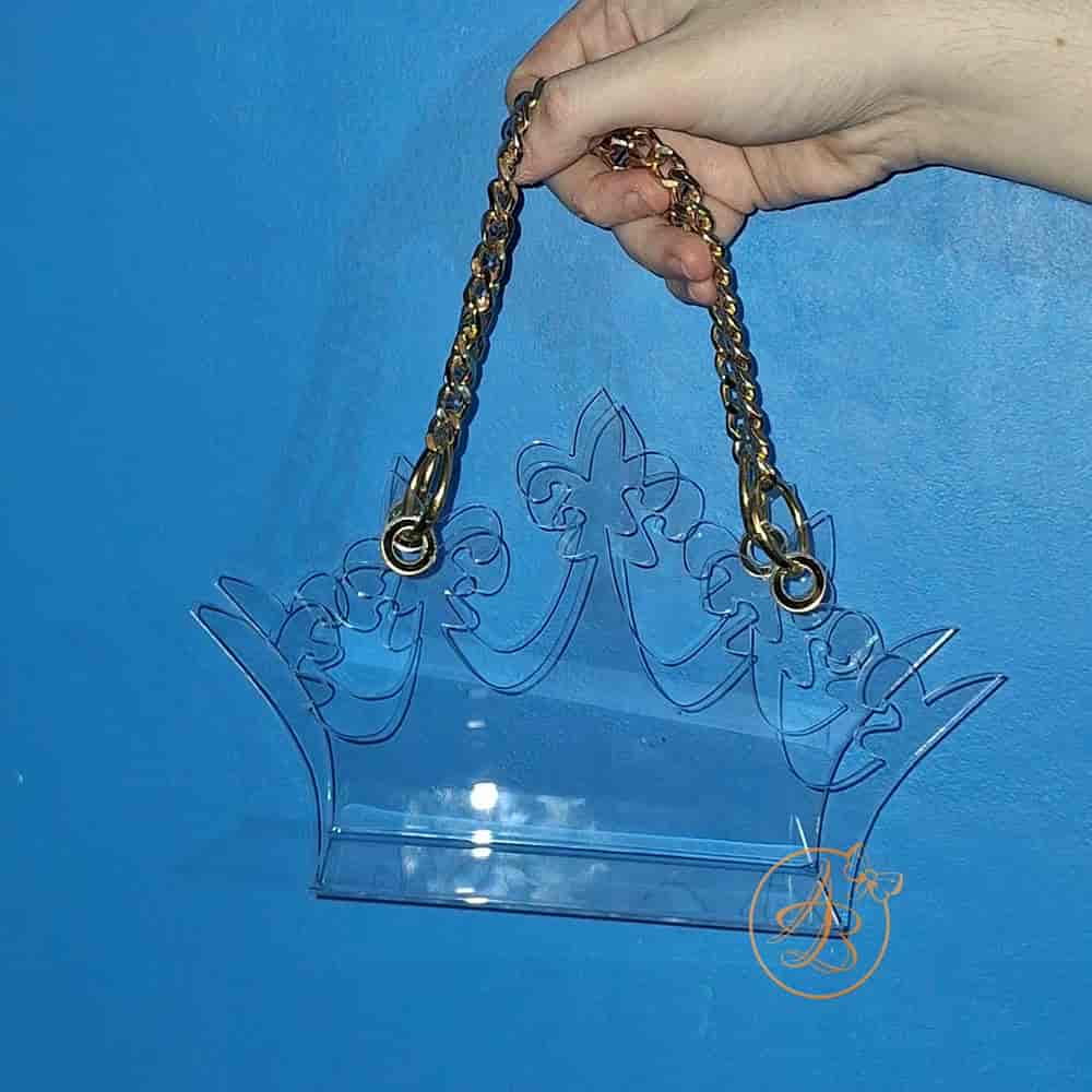 Poseta, geanta plexiglass pentru copii, forma coronita - imagine 3