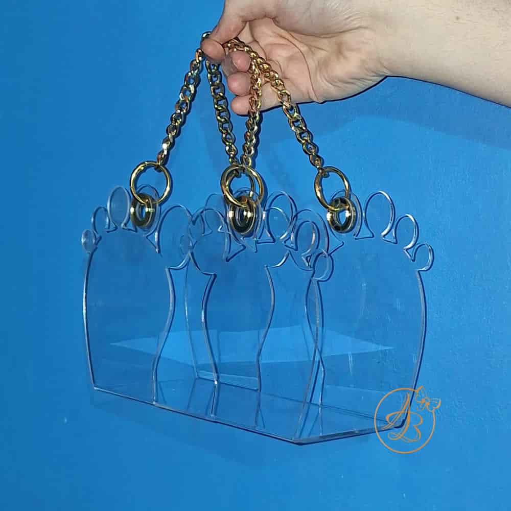 Poseta, geanta plexiglass pentru copii, forma picioruse - imagine 3