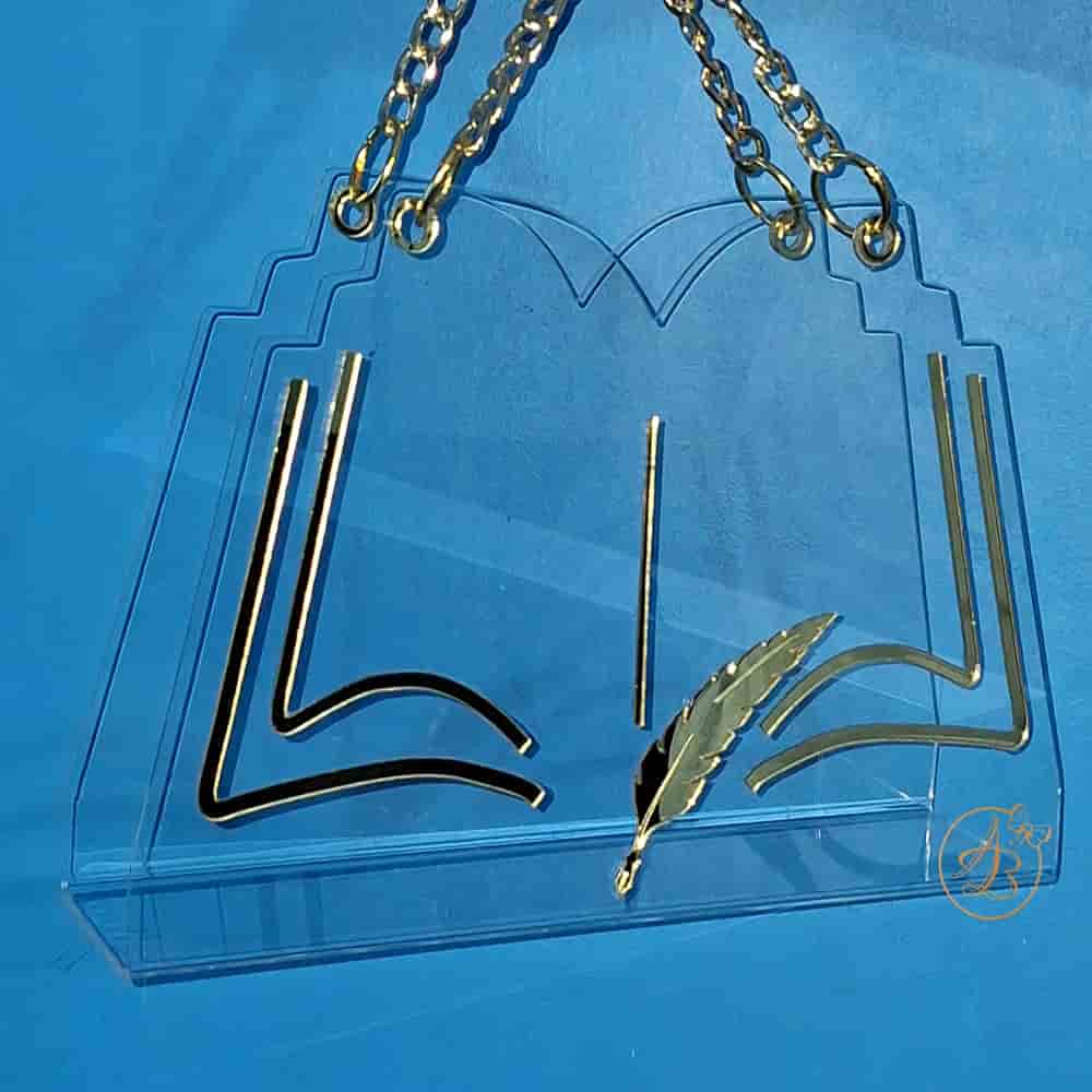 Poseta, geanta medie din plexiglass transparent forma carte - imagine 3