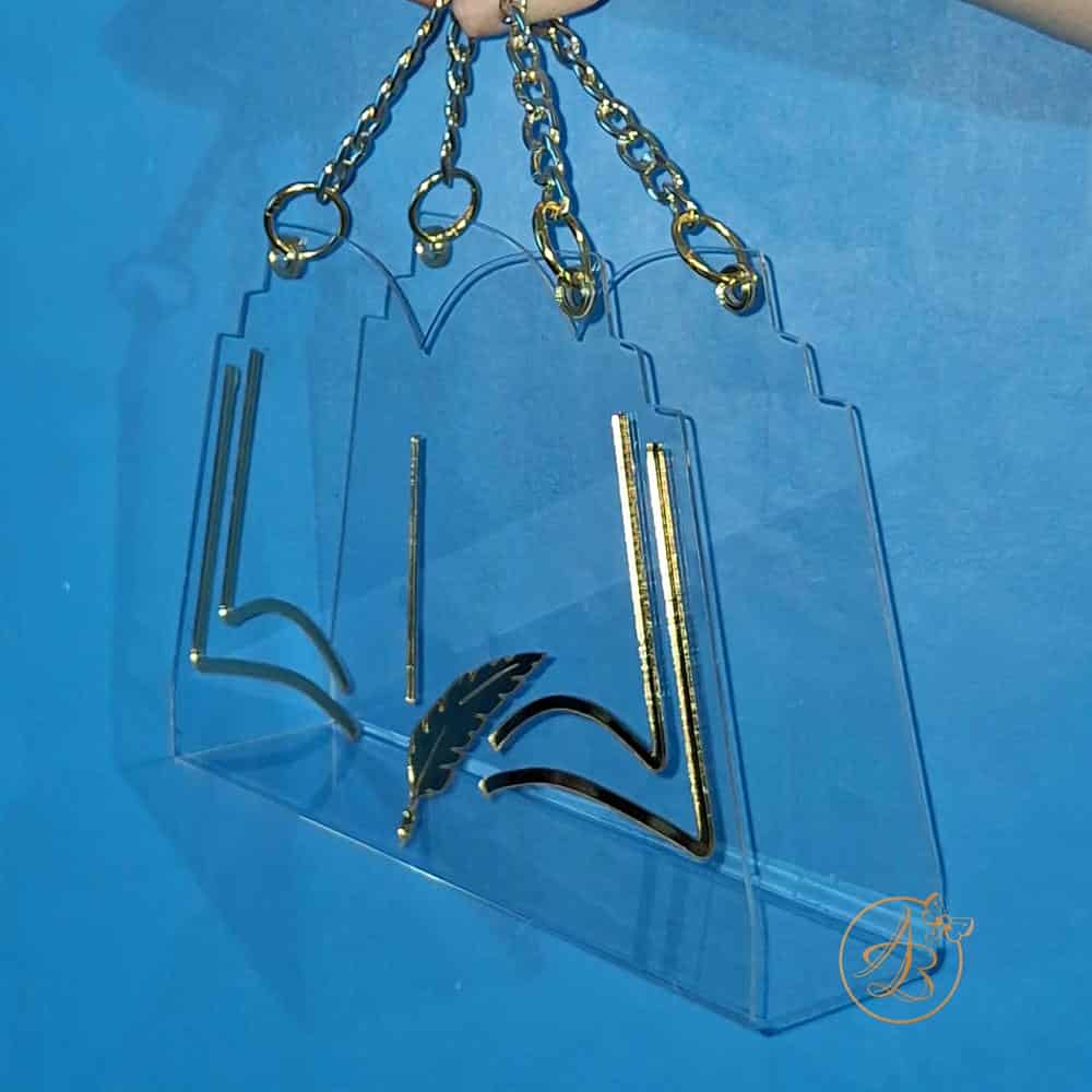 Poseta, geanta medie din plexiglass transparent forma carte - imagine 4