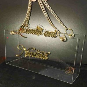 Poseta, geanta medie La multi ani, din plexiglass transparent