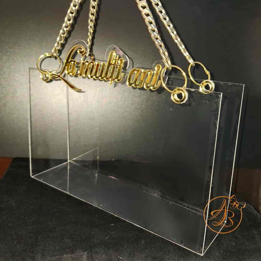 Poseta, geanta medie La multi ani, din plexiglass transparent - imagine 2