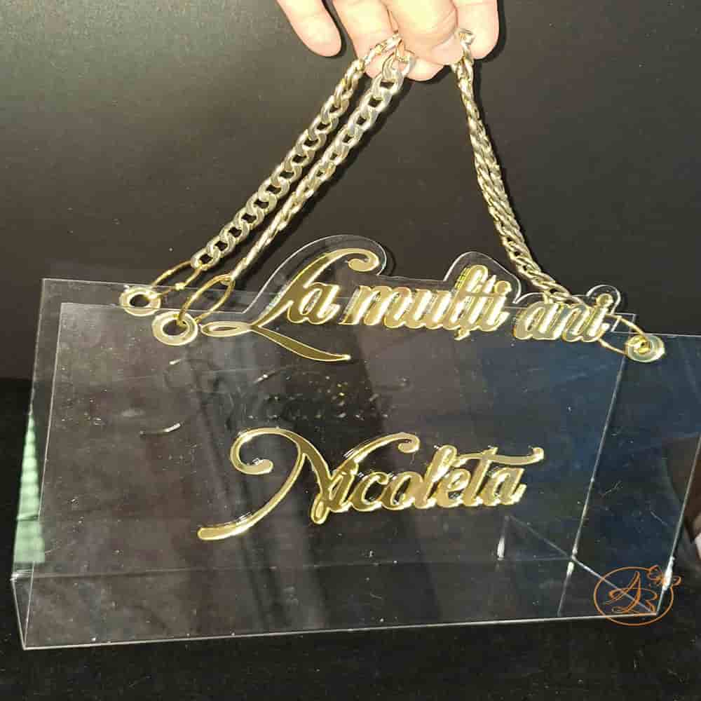 Poseta, geanta medie La multi ani, din plexiglass transparent - imagine 3