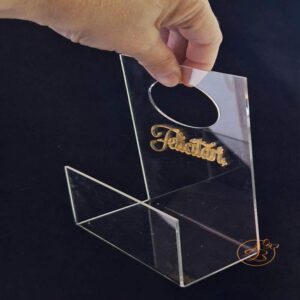 Suport mic cu maner din plexiglass transparent