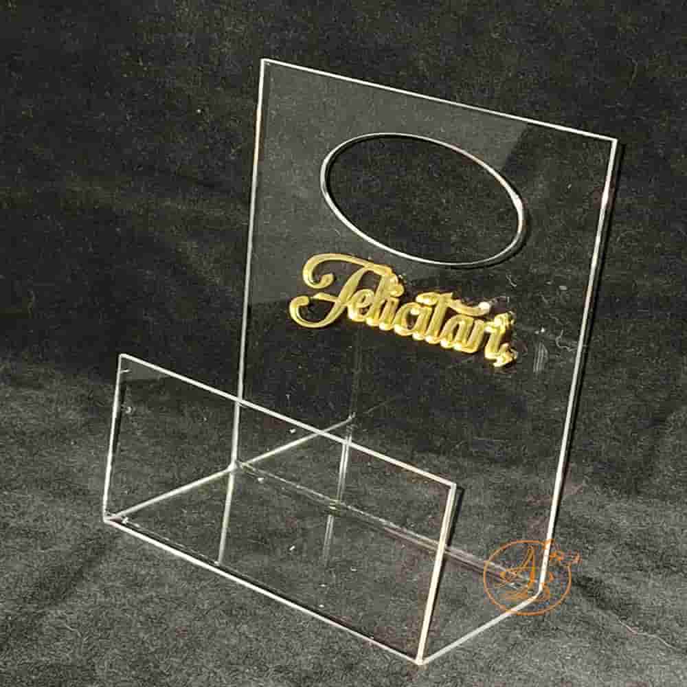 Suport mic cu maner din plexiglass transparent - imagine 4