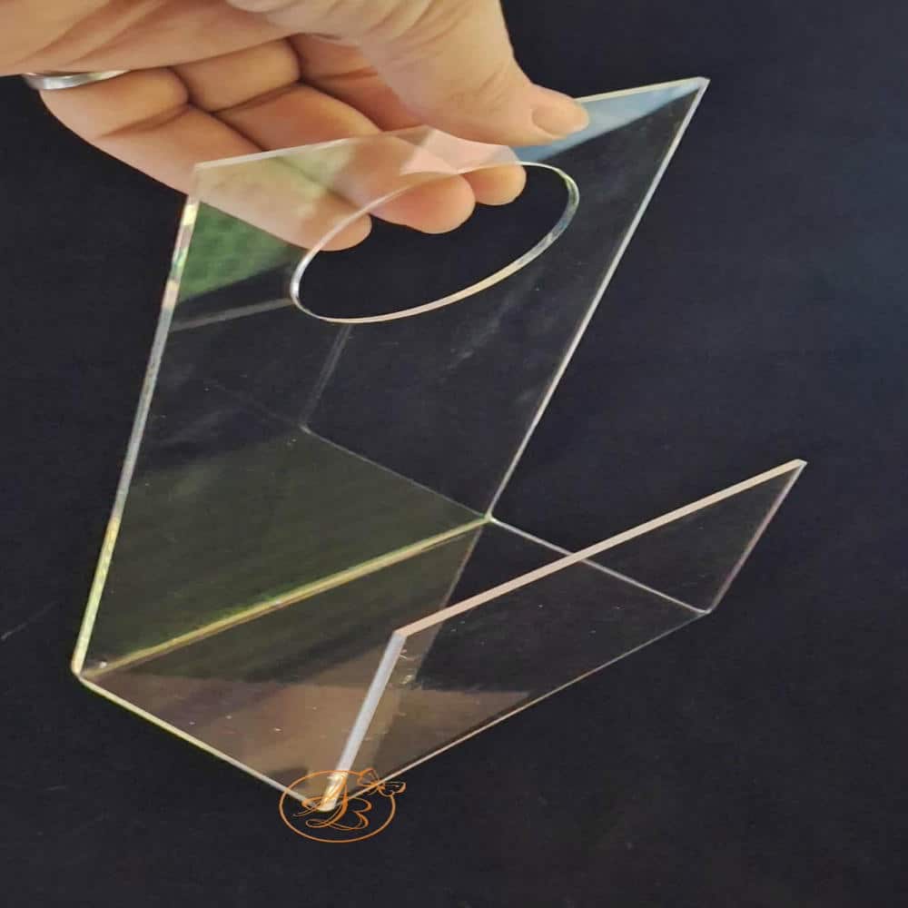 Suport mic cu maner din plexiglass transparent - imagine 5